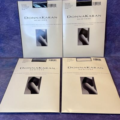 Set Of 4-Donna Karen New York Black/Off Black/Ivory Just Sheer Hosiery Style 266